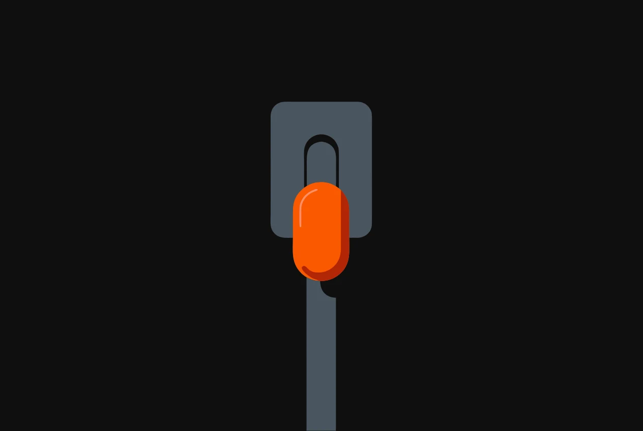 A single vertical slider control on a blank panel, its sliding knob coloured orange.