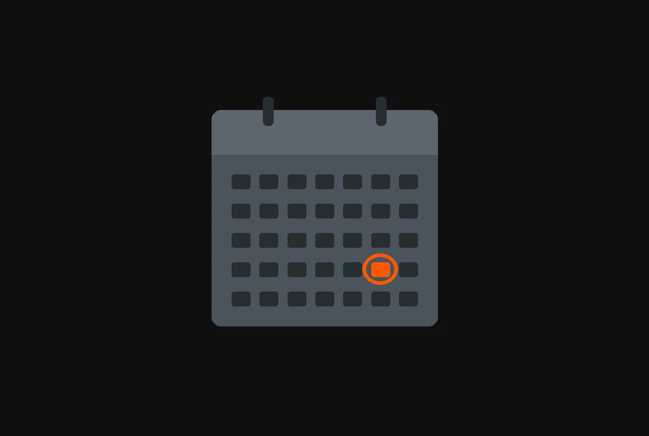 How to cancel hipages, shown as a grey calendar page with one date circled in orange for the renewal date.
