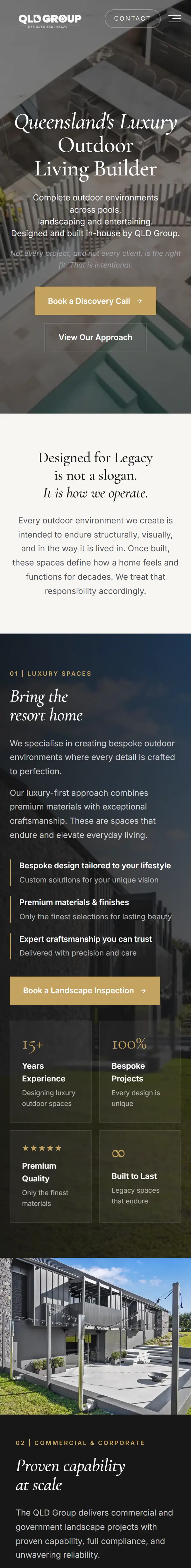 The The QLD Group homepage on a phone.